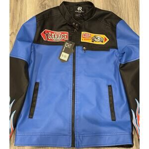 Refinery Republic Racing Woven Pu Jacket Mens Size Medium Hotspeed Auto Garage